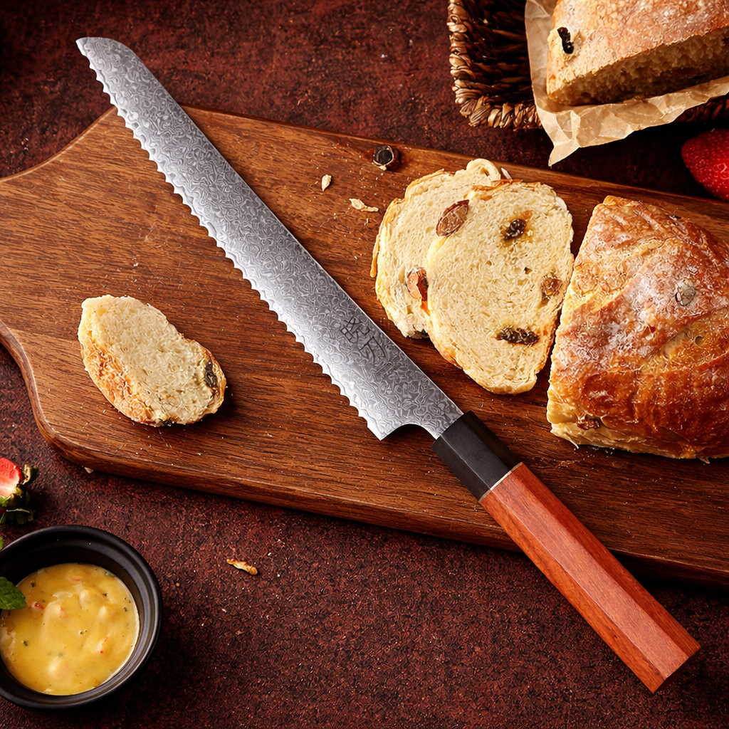 Hinoki Series Bread Knife – 8.5 Inch | Octagonal Handle