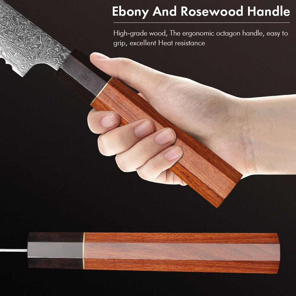 Hinoki Series Bread Knife – 8.5 Inch | Octagonal Handle