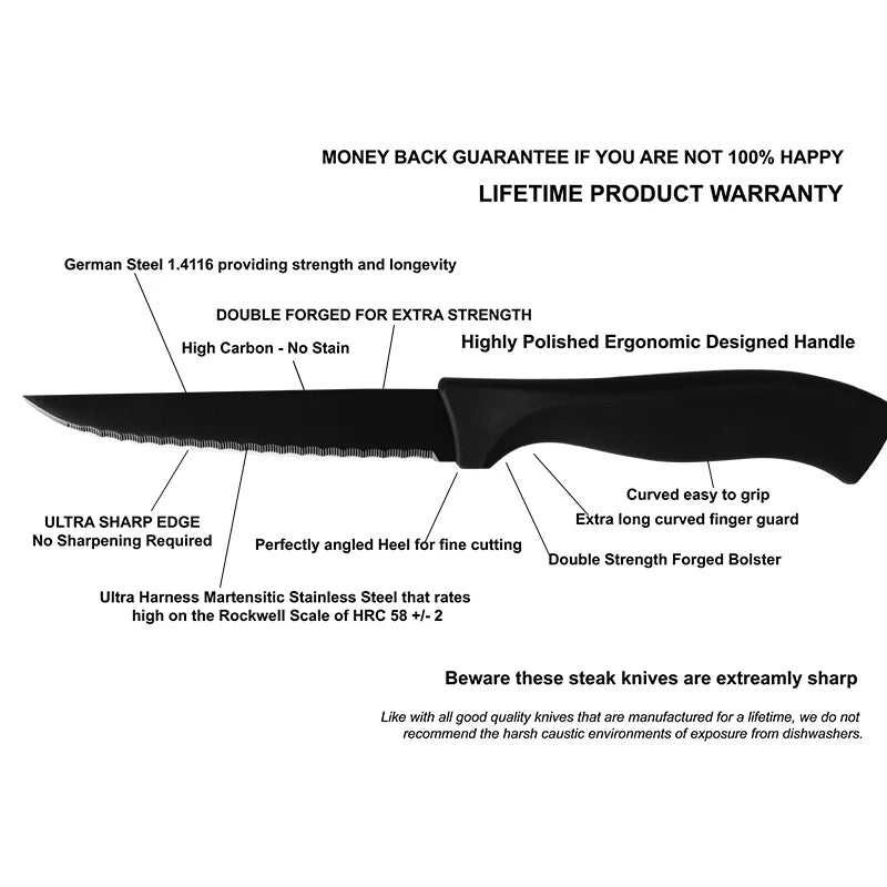 Kuro Series Table Knife Set – 6 to 8 Piece Set