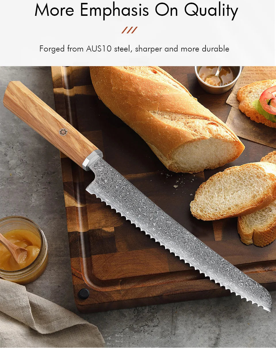 Kaori Series Bread Knife – 8.5 Inch | Octagonal Handle