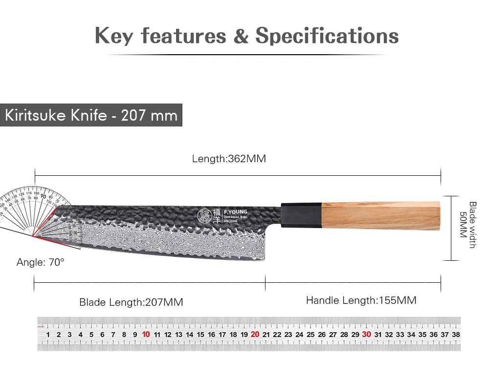 Haruto Series Kiritsuke Knife – 8.2 Inch | Octagonal Handle