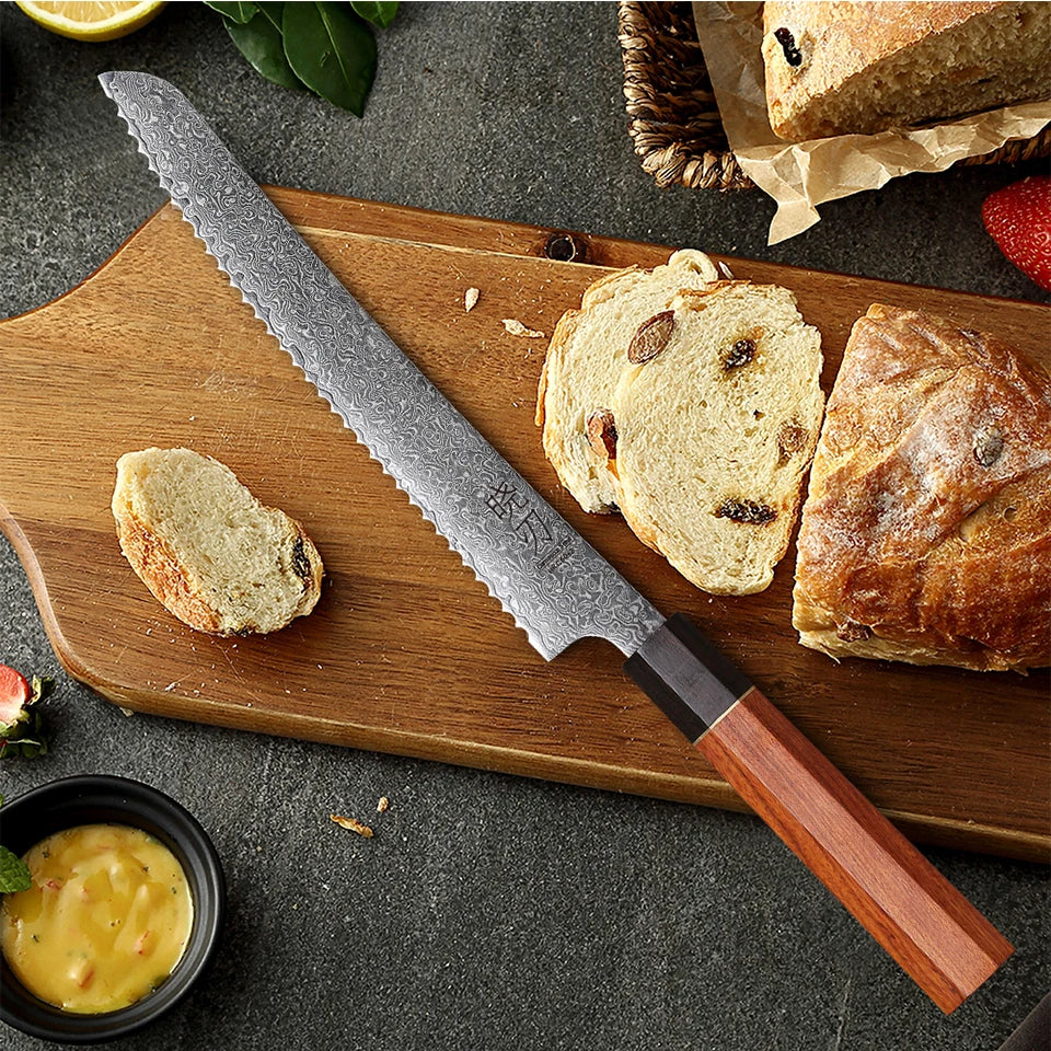 Hinoki Series Bread Knife – 8.5 Inch | Octagonal Handle
