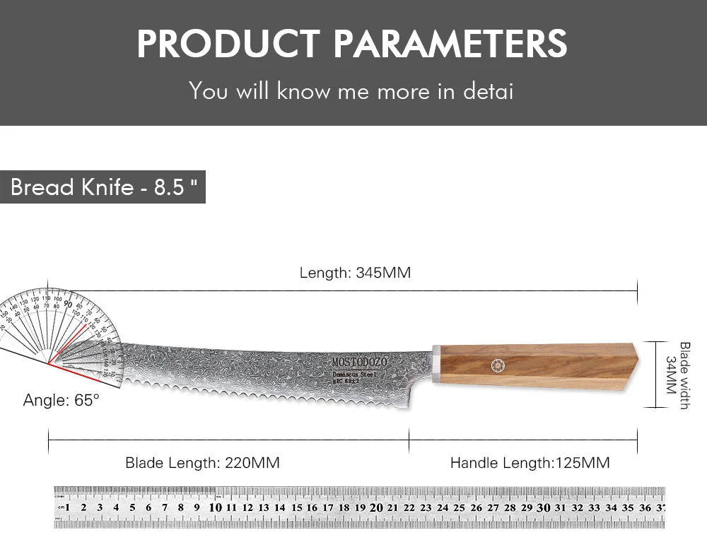 Kaori Series Bread Knife – 8.5 Inch | Octagonal Handle